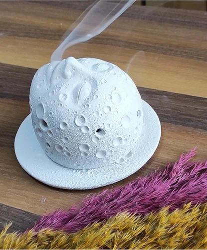 Miniatura 6 de Soporte de incienso, quemador de incienso con cono de reflujo de cara de luna llena, regalo, soporte de incienso, cama de incienso de diseño Negro