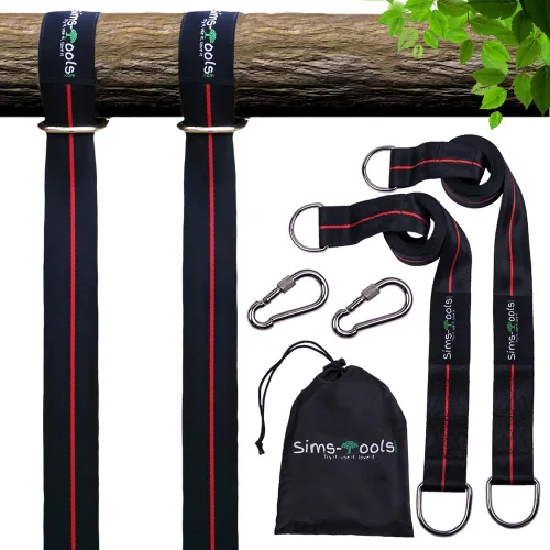 Kit para colgar correas de columpio de árbol, dos ganchos de 10 pies extra largos y resistentes de 2200 libras y dos mosquetones de bloqueo seguros,