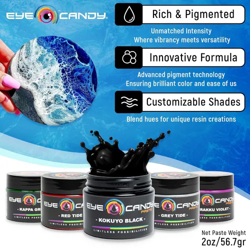 Miniatura 2 de Eye Candy Pasta de pigmento de resina negra Kokuyo Black (pasta de 2 onzas) Altamente pigmentada, ultrafina, versátil para múltiples aplicaciones