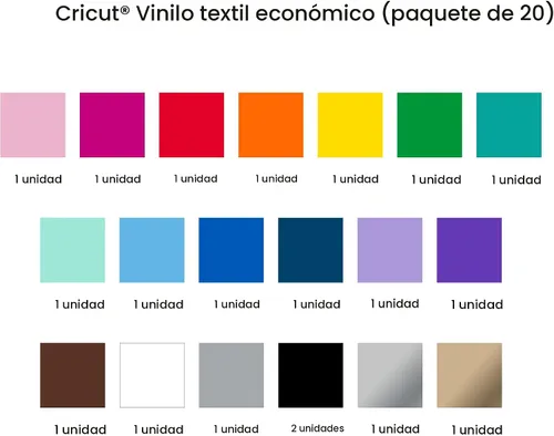 Miniatura 3 de Cricut® Value Iron-On, Muestra de Arcoíris - 30 cm x 30 cm (20 unidades) - Vinilo de Transferencia de Calor HTV