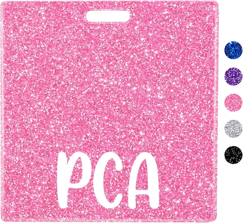 Plifal PCA Badge Buddy Tarjetero Enfermería Accesorios Asistente de Cuidado Personal Glitter Horizontal Identificación Nombre Etiquetas Enfermería
