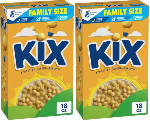Miniatura 10 de Kix Cereal de desayuno de grano entero, bolitas de cereal de maíz crujientes, tamaño familiar, 18 oz