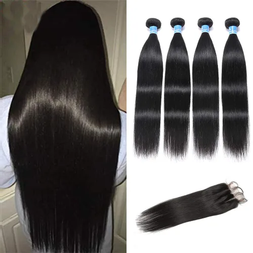 Miniatura 22 de Mechones de cabello 10A Remy peruano, cabello lacio, sedoso, 100 % sin procesar