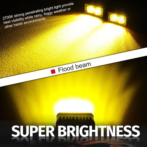 Miniatura 4 de Cápsulas LED ámbar, 2 unidades de luz de conducción de 40 W y 3 pulgadas, luz antiniebla ámbar, impermeable, para parachoques todoterreno, cubo