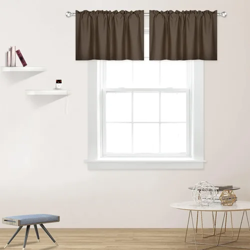 Miniatura 42 de DECOVSUN Cenefas Aqua para ventanas de cocina, con bolsillo para barra, opacas, con aislamiento térmico, 1 panel de 42 x 18 pulgadas