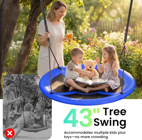 Miniatura 2 de Everyfun Columpio de Árbol Tipo Platillo de 43 pulgadas para Niños y Adultos, Capacidad de Peso de 700 libras, Columpio Platillo Volador Impermeable