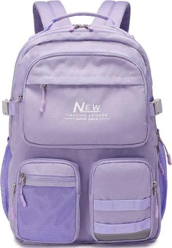 Miniatura 8 de Mochila para adolescentes, niñas, niños, resistente al agua con bolsillo para laptop de 15.6 pulgadas para viajes, escuela, universidad, Beige