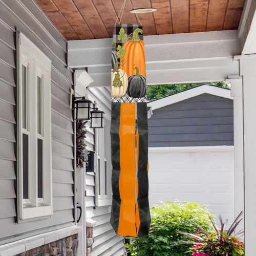 Miniatura 2 de Briarwood Lane Calabazas a cuadros Otoño Windsock Primitive Fall 40" L