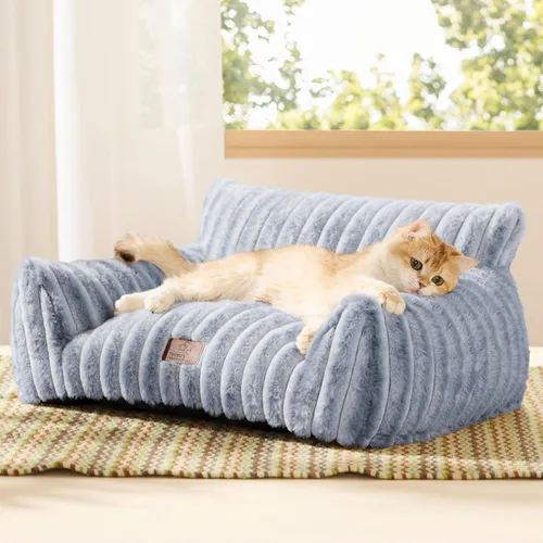 Miniatura 19 de Bedsure ComfyFleece Lindo sofá para gatos para mascotas, camas esponjosas para gatos con forro polar de pana suave de alta calidad, camas esponjosas