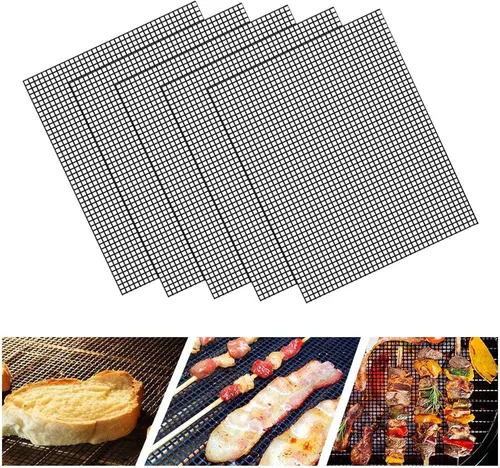 Miniatura 3 de LOOCH Juego de 5 Alfombrillas de Malla para Parrilla BBQ - Alfombrillas de Malla Antiadherentes de Servicio Pesado y Accesorios para Barbacoa
