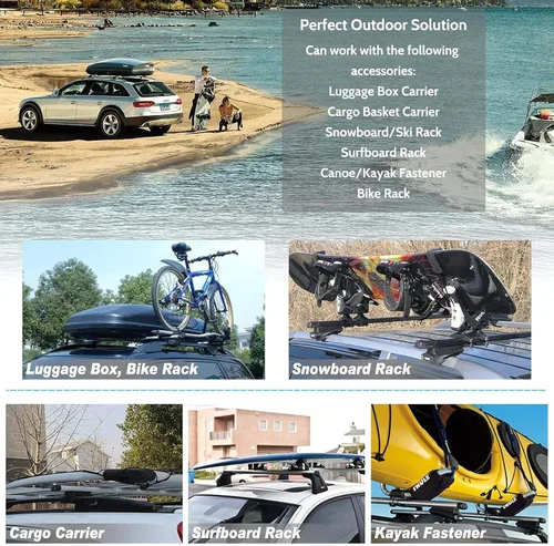 Miniatura 6 de Barras transversales de repuesto para Nissan Rogue 2014 2015 2016 2017 2018 2019, estilo de fábrica, barras de techo de carga superior - Canoa Kayak