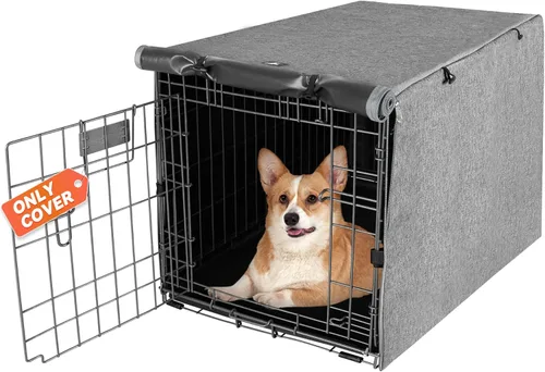 Miniatura 10 de X-ZONE PET Cubierta para jaula de perro de doble puerta - Cubierta para perrera de poliéster, se ajusta a jaula de alambre para perros de 24