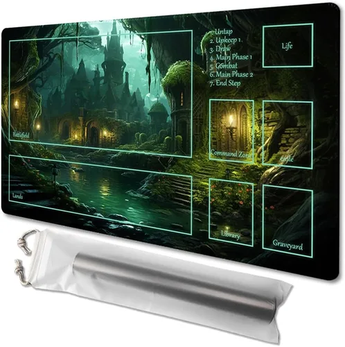 Miniatura 36 de MTG - Tapete de juego tamaño 24 x 14 pulgadas, bolsas de almacenamiento antideslizantes, ideal para entusiastas de los juegos de cartas, tapete