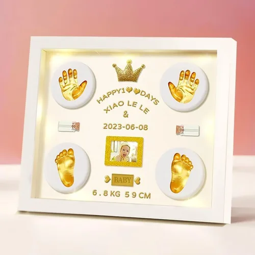 Miniatura 10 de MCstars Kit personalizado de mano y huella de bebé, pies de recuerdo y huellas de manos para recién nacidos, regalo para baby shower, Navidad
