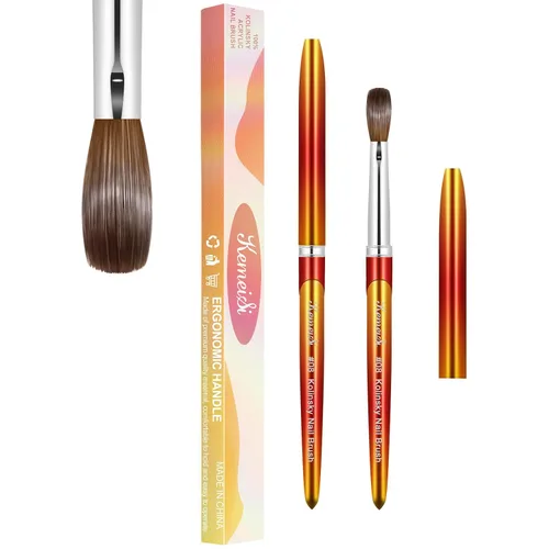Miniatura 29 de Pincel para uñas acrílicas tamaño 16, pinceles de arte de uñas 100% puro Kolinsky de KEMEISI con mango resistente, forma ovalada, herramientas