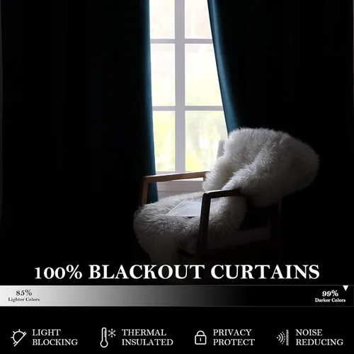 Miniatura 3 de HOMEIDEAS Cortinas de terciopelo opacas de color azul marino, 52 x 96 pulgadas, para oscurecer la habitación, con aislamiento térmico y ojales