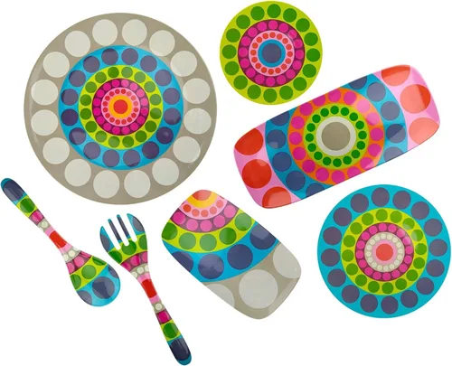 Miniatura 55 de French Bull Juego de 4 platos – Juego de 4 platos de ensalada de melamina de 9 pulgadas – Vajilla de melamina para interiores y exteriores – Foli