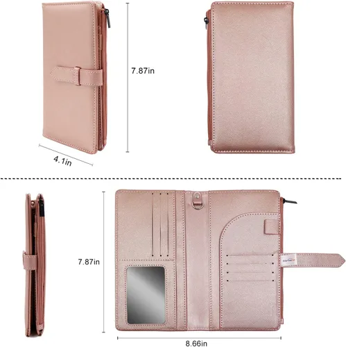 Miniatura 5 de Sbrinnaliao Cartera de viaje con bloqueo RFID multiuso para pasaporte, Rosado, Classic