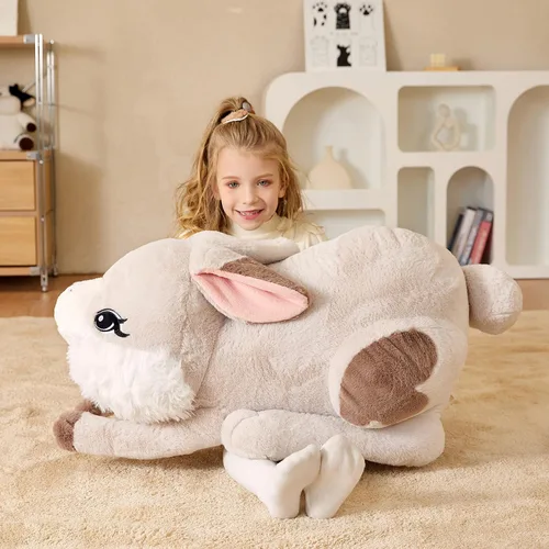 Miniatura 7 de EARTHSOUND Juguete de peluche con diseño de conejo gigante, conejo de 23 pulgadas de tamaño grande, juguetes suaves de tamaño jumbo, lindo y enorme