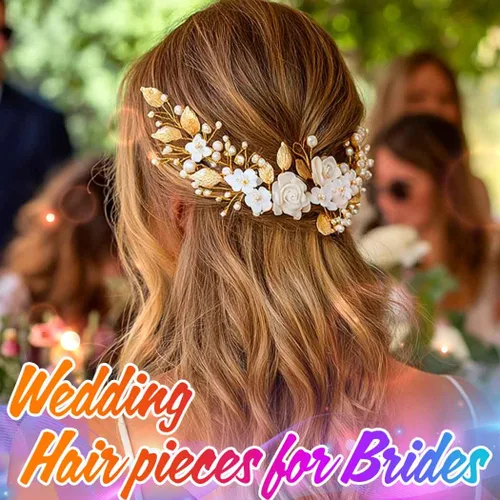 Miniatura 3 de Unicra Flor novia pelo vid perla pieza de pelo nupcial hoja accesorios para el pelo diadema de diamantes de imitación para mujeres y niñas (dorado)
