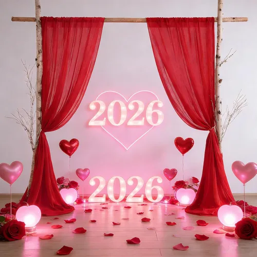 Miniatura 3 de DUOBAO 2 paneles de 2.5 x 9 pies, telón de fondo rojo de gasa transparente - Cortinas románticas para el día de San Valentín 2026 para decoración