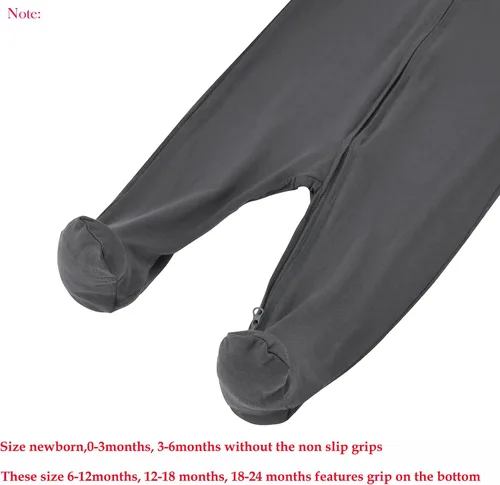 Miniatura 6 de Aablexema Baby Zipper Pajamas Bamboo Rayon, 3pcs Unisex Infant Onesie with Mitten Long Sleeve Footed Pjs