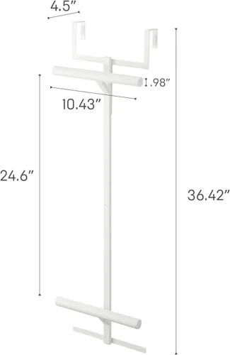 Miniatura 7 de YAMAZAKI Home - Perchero de torre para colgar mochilas sobre la puerta del armario o dormitorio, estante de almacenamiento de dos niveles de metal