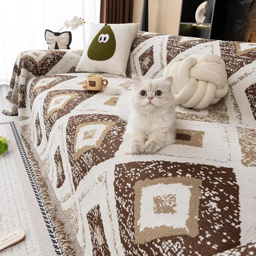 Miniatura 12 de ROOMLIFE Funda de sofá con estampado de leopardo para sofá de 3 plazas, lavable, protector de muebles para perros, funda de sofá suave