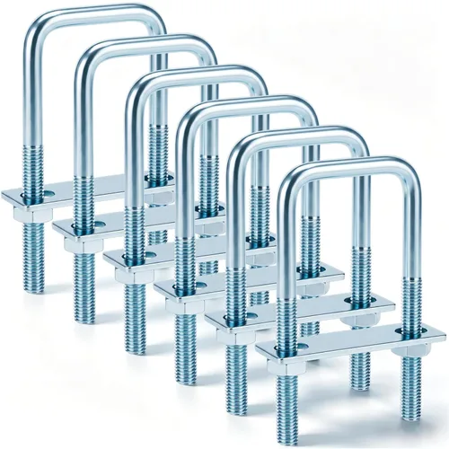 Miniatura 20 de Dunzy 6 pernos cuadrados en U chapados en zinc, perno en U de acero al carbono resistente, suministros industriales y científicos para tubo