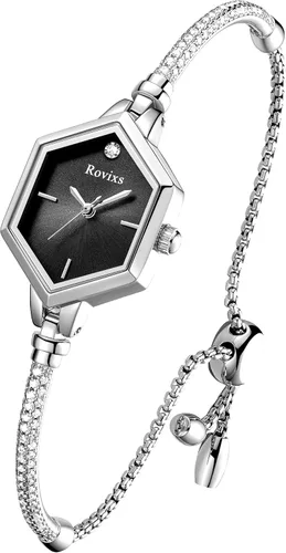 Miniatura 10 de Delicado reloj de pulsera de cristal para ella, reloj analógico resistente al agua 3ATM, regalo de aniversario para esposa, hija, mamá