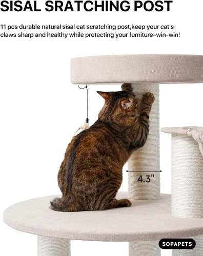 Miniatura 4 de Árbol para gatos extra grande para Maine Coon, torre de árbol para gatos de interior de 65 pulgadas de altura para gatos adultos grandes de 20