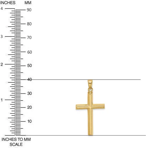 Miniatura 4 de Diamond2Deal Colgante de cruz de oro amarillo de 14 k (L- 1.437 in W- 0.762 in)