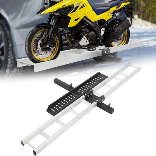 Miniatura 10 de Portador de motocicleta de 400 libras, soporte de aluminio para motocicleta con rampa de carga para motocicletas de cross, motocicleta