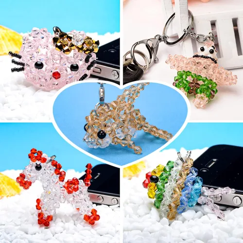 Miniatura 6 de 4800 cuentas de cristal de bicono de 0.118 pulgadas (0.118 in), pequeñas cuentas de vidrio facetadas a granel para hacer joyas, manualidades
