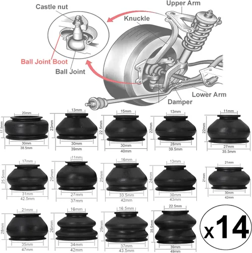 Miniatura 7 de 14 piezas de cubierta protectora de polvo de goma para brazo de varilla giratoria universal, cabeza de bola de unión para auto, accesorios
