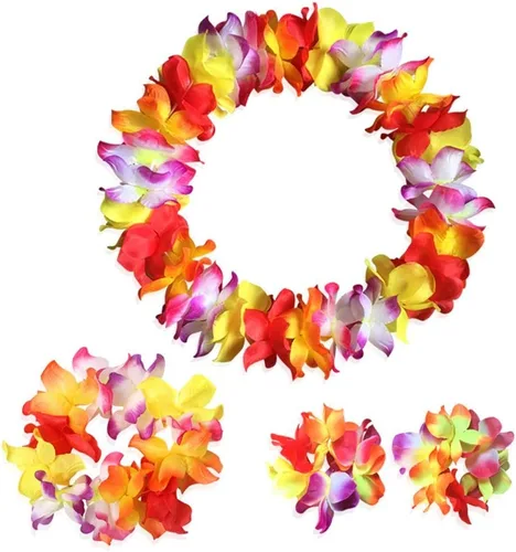 4 piezas de leis hawaianas multicolor para fiesta de graduación, fiesta de baile, accesorios de fotos en exteriores (multicolor)