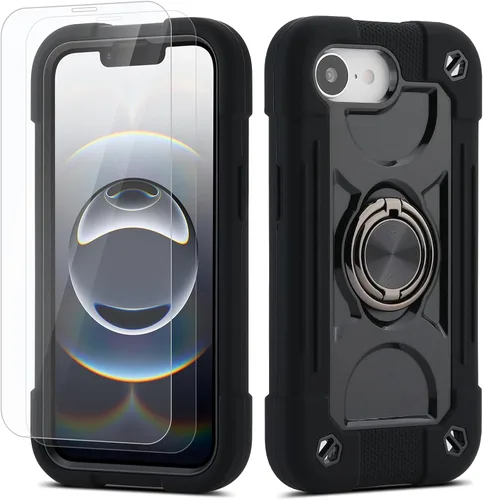 Miniatura 101 de Funda para iPhone 11 de 6.1 pulgadas con soporte de anillo, con 2 protectores de pantalla de vidrio, resistente a los golpes, resistente a