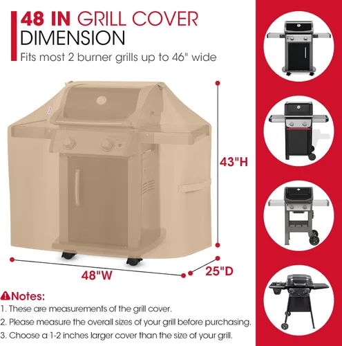 Miniatura 2 de Unicook - Funda para parrilla de barbacoa al aire libre de 48 pulgadas, cubierta resistente al agua para parrilla de 2 quemadores, compatible