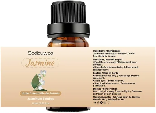 Miniatura 2 de Sedbuwza Aceite esencial de jazmín, aceite de fragancia de jazmín orgánico puro para difusor, humidificador, jabón, vela, perfume