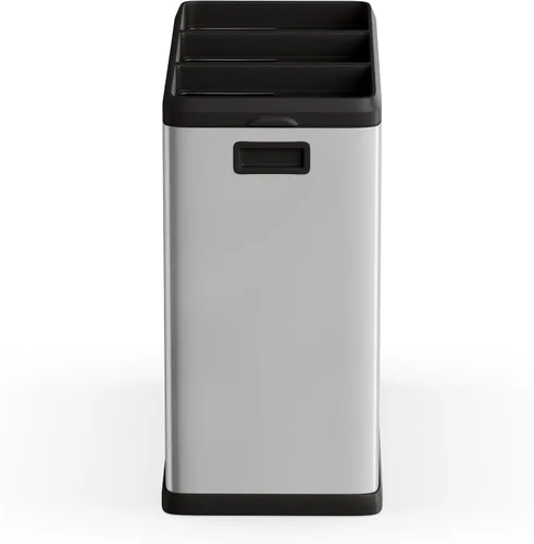 Miniatura 2 de Step N' Sort OPN603 - Cubo de basura y reciclaje de 16 galones, 3 compartimentos, color plateado