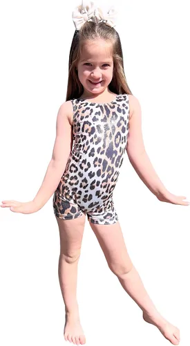 Miniatura 4 de Nymphperi Paquete de 2 leotardos de gimnasia para niñas, mallas con pantalones cortos brillantes sin mangas, unitardo de una pieza, ropa de baile
