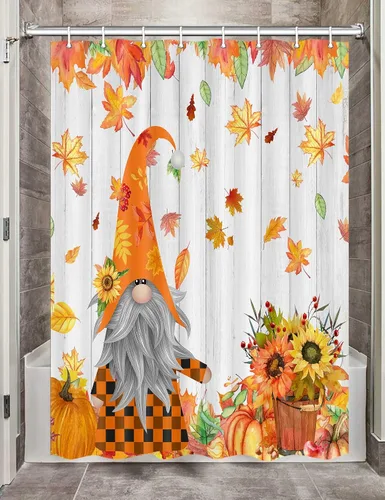 Miniatura 11 de Linda cortina de ducha de otoño para caravana, remolque, baño, campamento, pequeña, estrecha, corta, de tela, decoración de campamento feliz