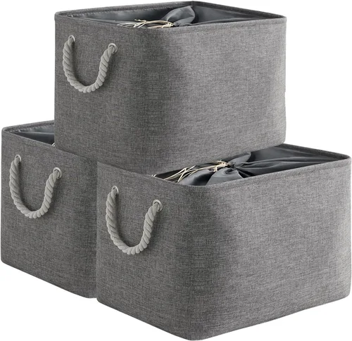 Miniatura 98 de TheWarmHome Contenedores de almacenamiento para estantes, tamaño mediano, 3 unidades, 13.8 pulgadas de largo x 9.8 pulgadas de ancho x 6.7 pulgadas