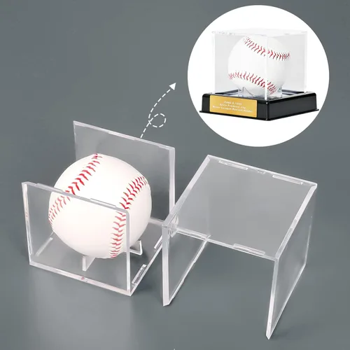 Miniatura 5 de Vitrina de béisbol con grabado, caja de almacenamiento de acrílico con protección UV, soporte negro, regalo perfecto para el día de San Valentín