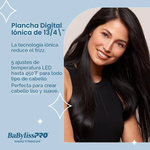 Miniatura 8 de BabylissPRO Enderezadora iónica Titanium nano del pelo, plancha plana profesional para todo tipo de cabello