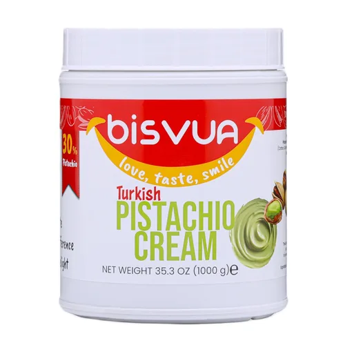 BISVUA Mantequilla de Pistacho Premium (30%), 1 kg (2.2 lb.) - Mantequilla y Untable de Pistacho - Perfecto para el Kit de Barra de Chocolate Viral