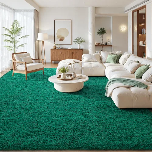 Miniatura 27 de Zentavio - Alfombras para sala de estar, alfombras de área verde oscuro de 3 x 5 pies, alfombra de césped artificial, alfombra de pelo mullido