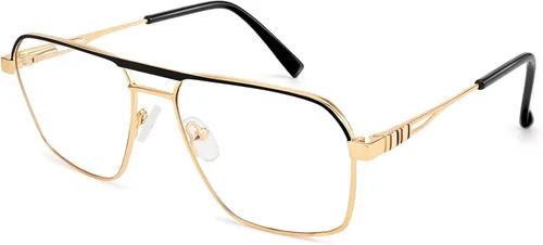 Dollger Gafas cuadradas de aviador con luz azul para hombre, gafas retro de metal con bloqueo de luz azul, para juegos de computadora UV400