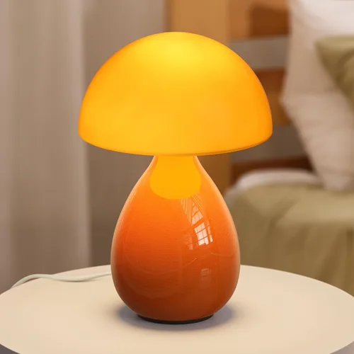 Lámpara de mesa con forma de hongo, mini lámpara moderna para mesita de noche, luz de escritorio, bonita luz pequeña regulable para dormitorio, sala