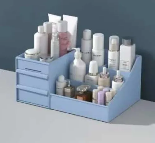 Organizadores de maquillaje y cuidado de la piel azules y almacenamiento para tocador, encimera, tocador de baño, cajones, estantes, pinceles,